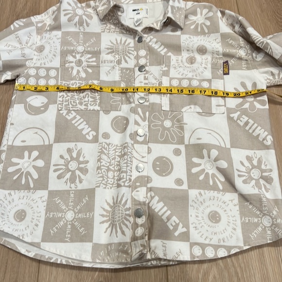 Smiley x H&M long sleeve oversized shacket size xs, hippie, boho, neutral - Picture 11 of 14
